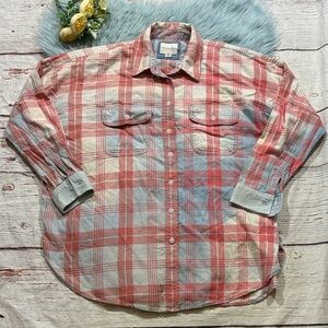 American Eagle Oversized Plaid Button Down Shirt sz XXS